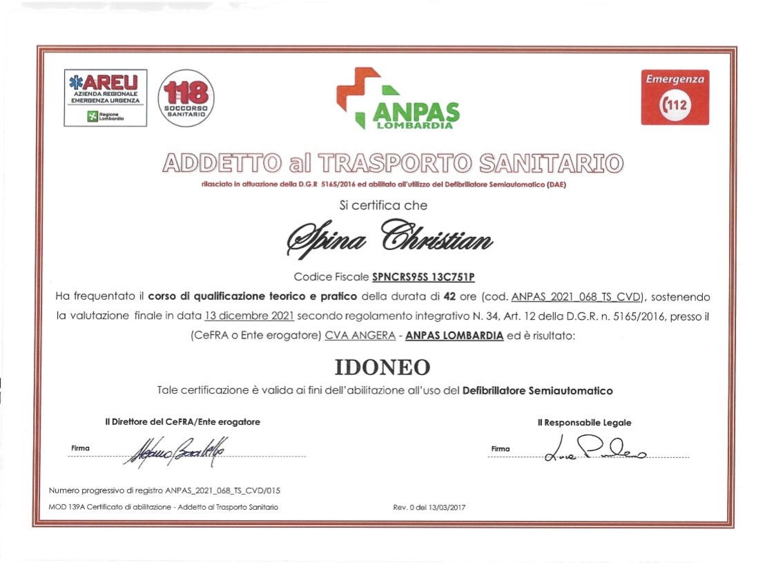 CVA - Addetto al trasporto sanitario